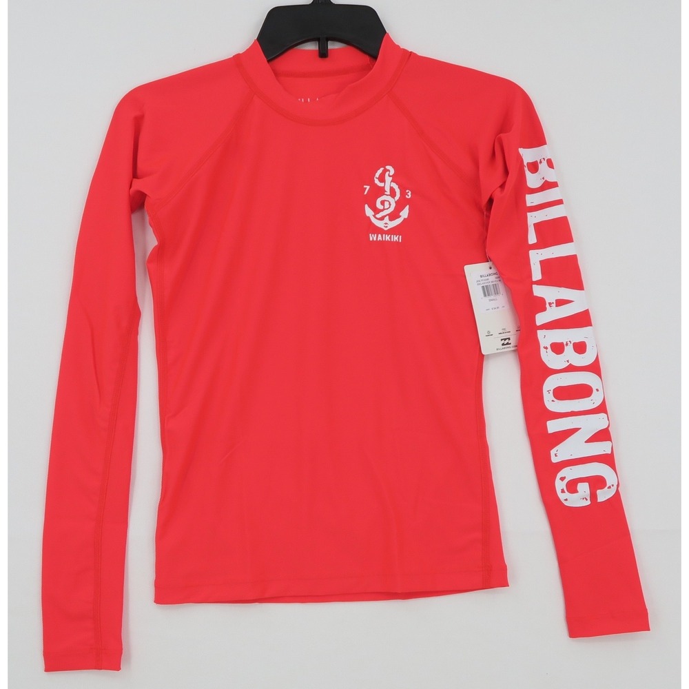 Billabong Women's Coral Red Long Sleeve Rash Guard